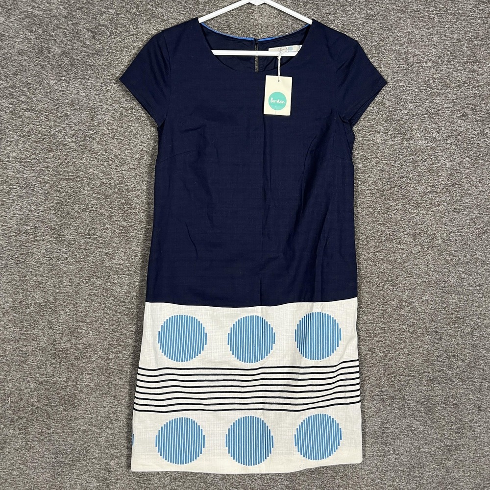 Boden Navy and Light Blue Midi Dress